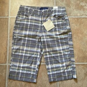 Bandolinoblu Gray Plaid Bermuda Shorts Lightweight size 8 stretch